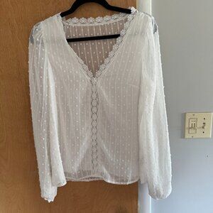 Sheer Lace Detail Blouse Size Small